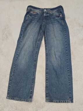 BDG Straight-Leg Jeans in Pinstripe Denim Blue